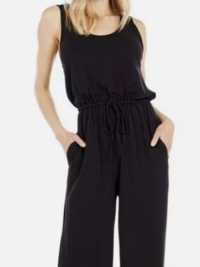 Women's Black Sleeveless Drawstring Jumpsuit